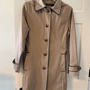 Lauren Ralph Lauren Hooded Trench Coat Beige Sand Small Belted $220
